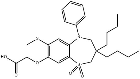 2-((3,3-dibutyl-7-(methylthio)-1,1-dioxido-5-phenyl-2,3,4,5-tetrahydrobenzo[b][1,4]thiazepin-8-yl)oxy)acetic acid